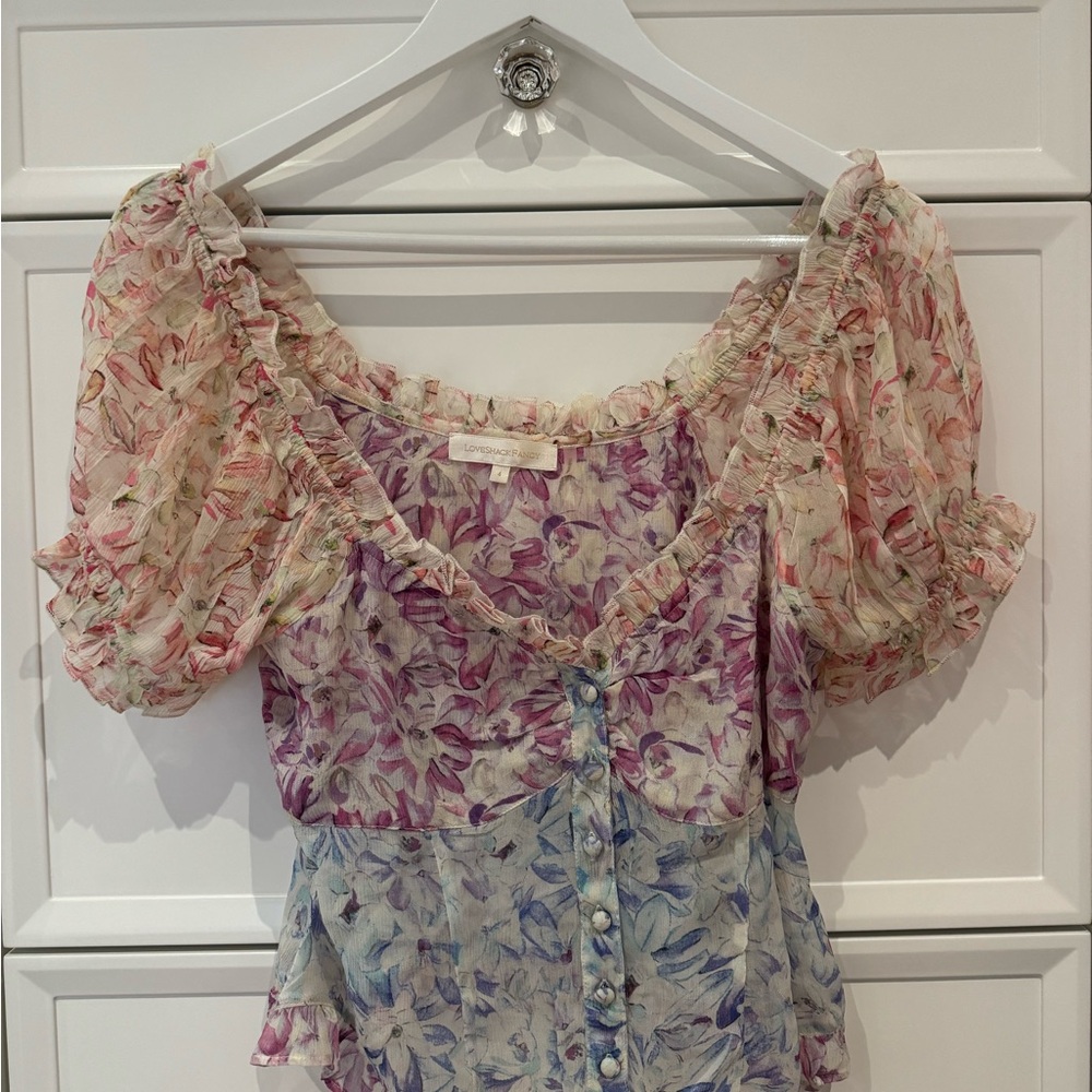 ⭐️ Worn Once! LoveShackFancy Floral Ruffled Women's Top ⭐️